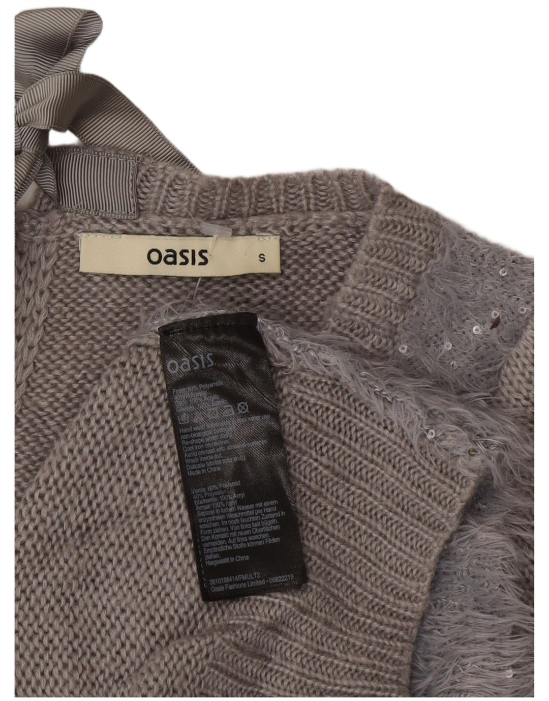 Женский джемпер с вырезом «лодочка» Oasis UK 10, маленький серый полиамид
