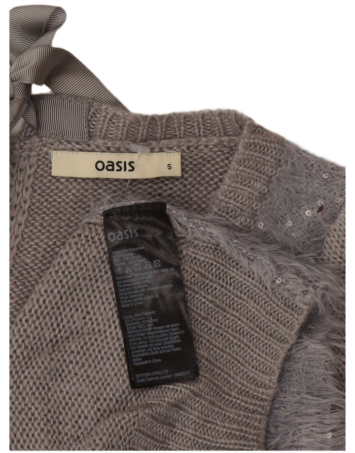 Женский джемпер с вырезом «лодочка» Oasis UK 10, маленький серый полиамид