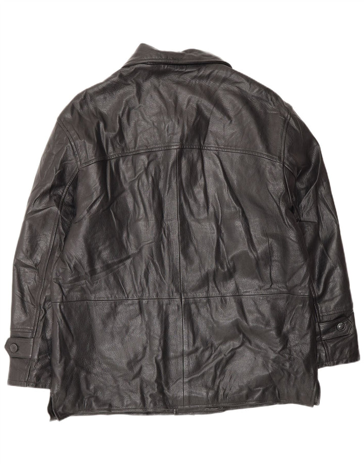 VINTAGE Мужская кожаная куртка IT 52 XL Черная кожа