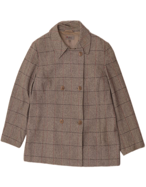 Женское двубортное пальто Marks & Spencer UK 18 XL, серое в клетку, новая шерсть