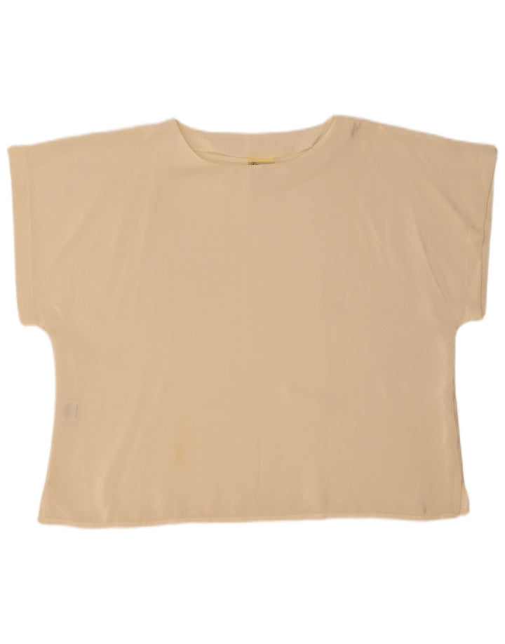 Винтажная женская футболка Top UK 22 2XL из белого полиэстера