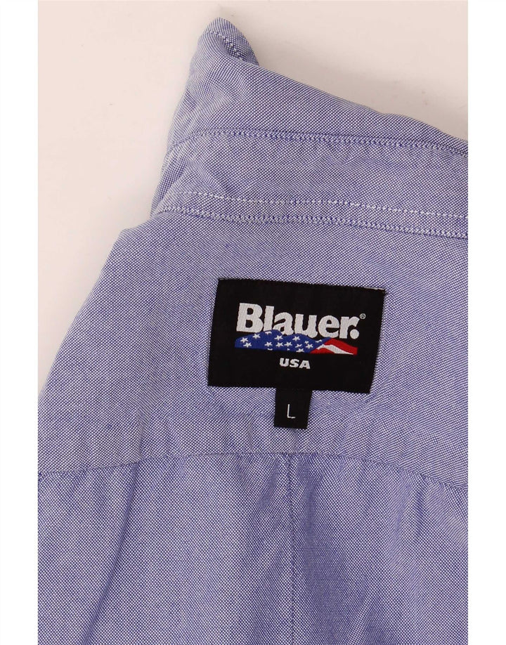 Женская рубашка в стиле милитари с графическим рисунком Blauer UK 16, большая синяя