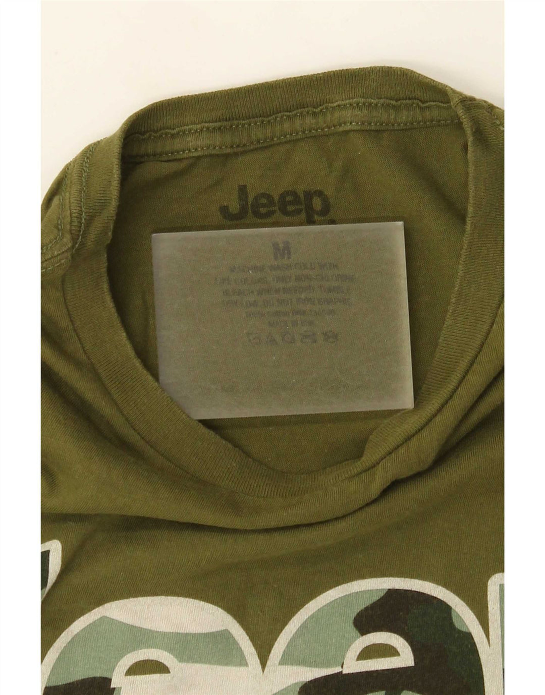 Мужская футболка с рисунком Jeep Regular, хлопковый топ среднего зеленого цвета