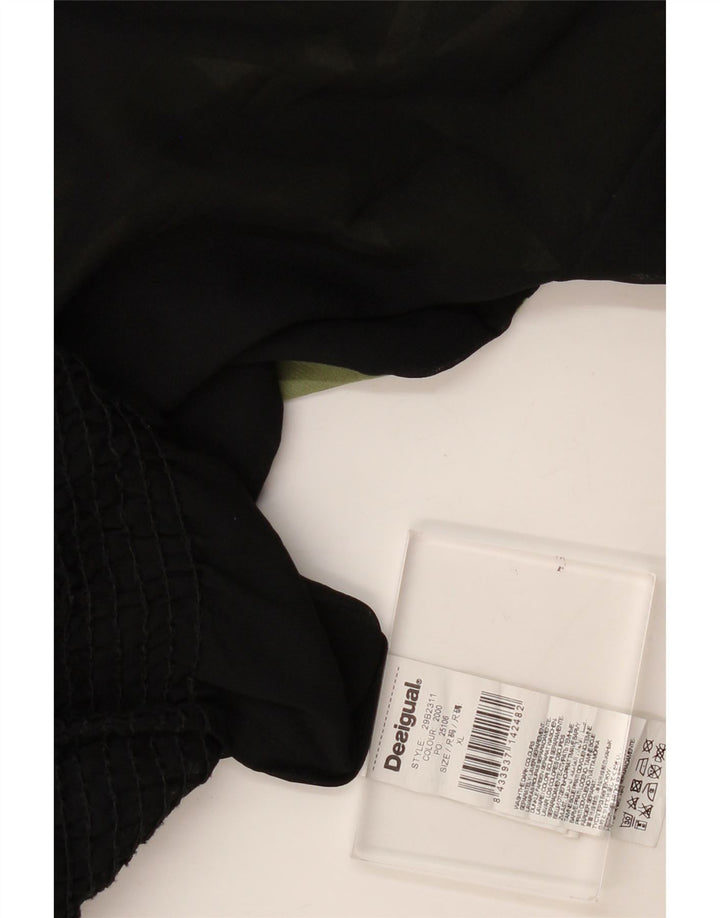 DESIGUAL Женская блузка с длинным рукавом, топ UK 18 XL, черный полиэстер с геометрическим рисунком