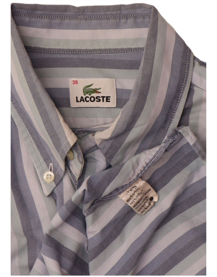 Мужская рубашка Lacoste, размер 39, хлопковая средняя синяя полоска