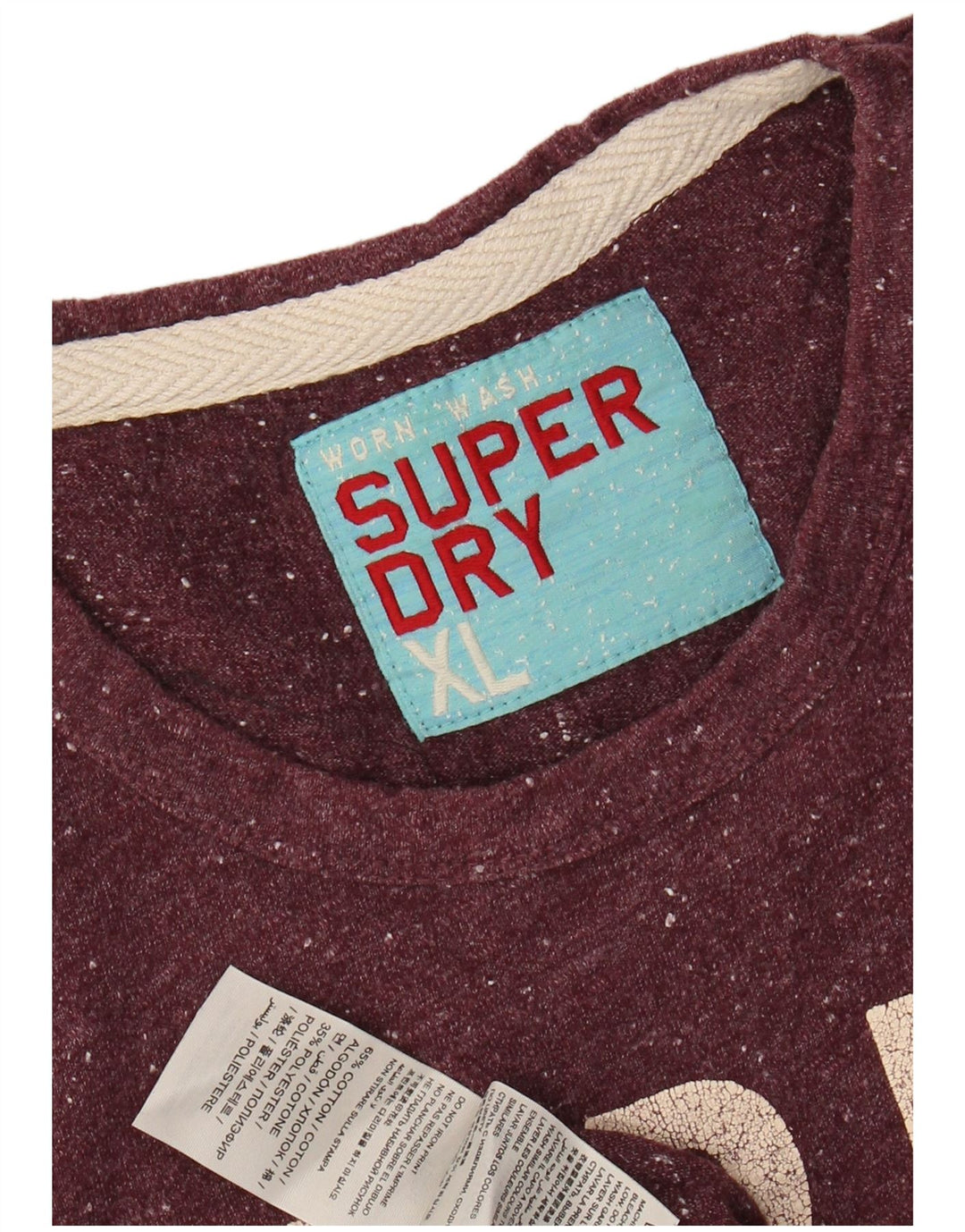 SUPERDRY Мужская футболка с рисунком Top XL Бордовый хлопок с крапинками