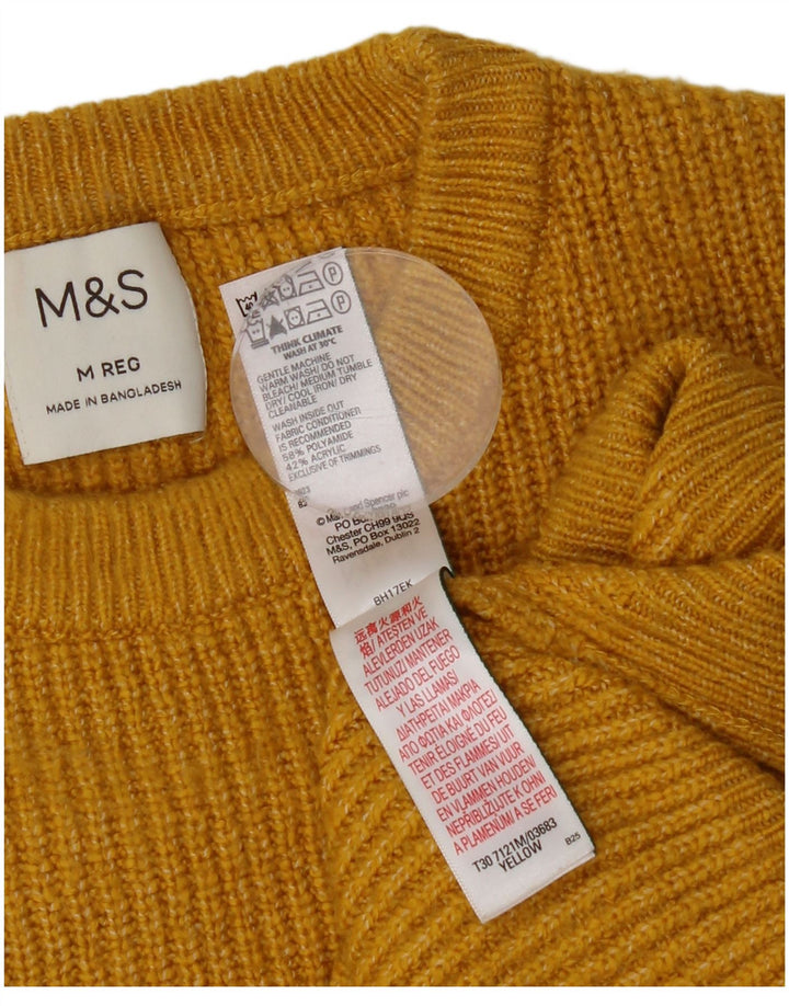 Мужской джемпер с круглым вырезом MARKS & SPENCER, средний желтый полиамидный свитер