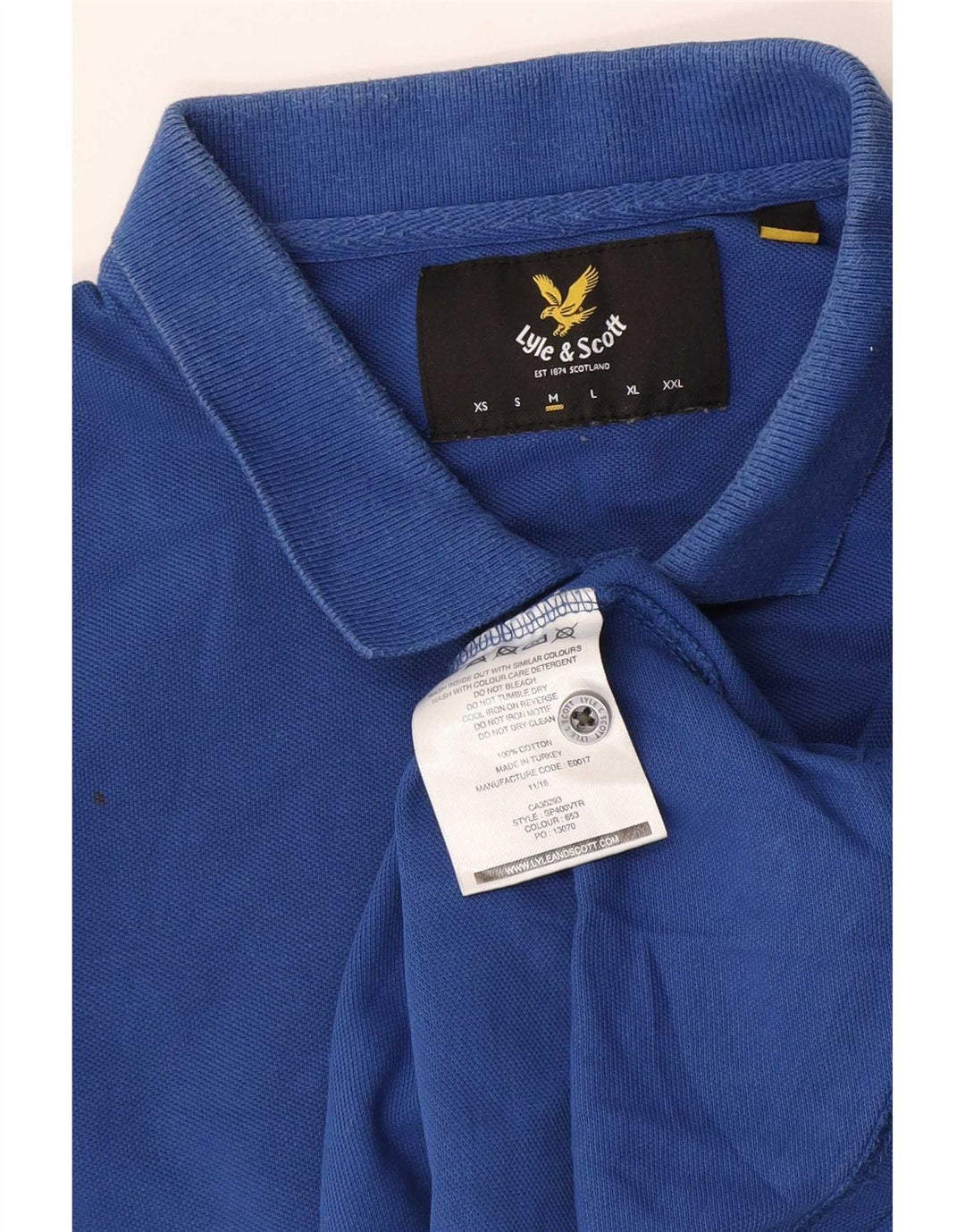 Мужская рубашка-поло Lyle & Scott, хлопок среднего синего цвета
