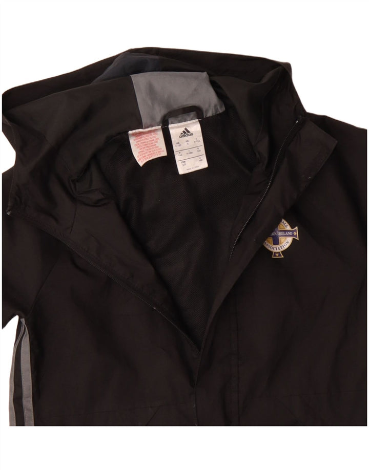 Adidas Ветровка с капюшоном и графическим рисунком для мальчиков 9-10 лет, черный полиэстер