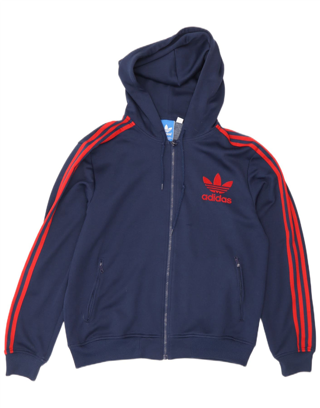 Мужской свитер с капюшоном Adidas на молнии с графическим рисунком, средний, темно-синий, полиэстер