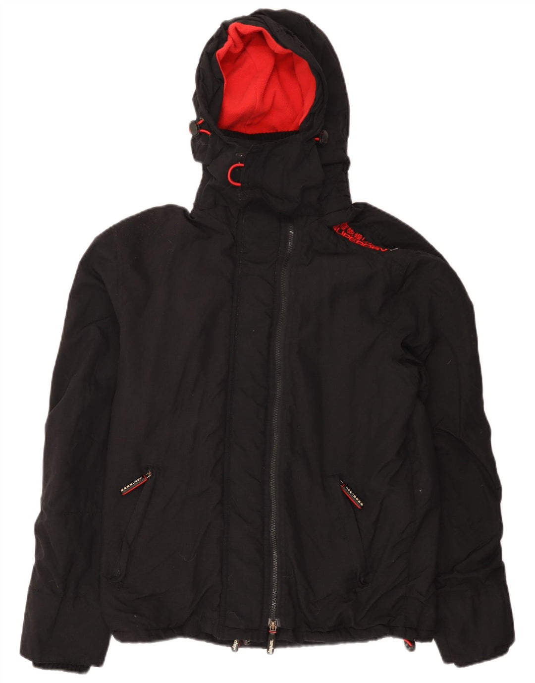 Женская ветровка с капюшоном с графическим рисунком Superdry UK 14, средний черный нейлон