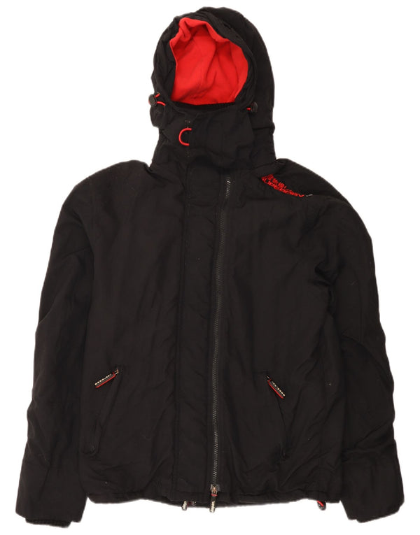Женская ветровка с капюшоном с графическим рисунком Superdry UK 14, средний черный нейлон