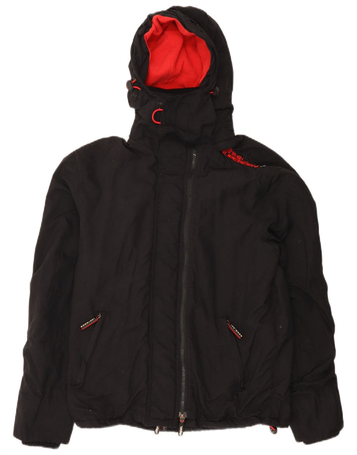 Женская ветровка с капюшоном с графическим рисунком Superdry UK 14, средний черный нейлон