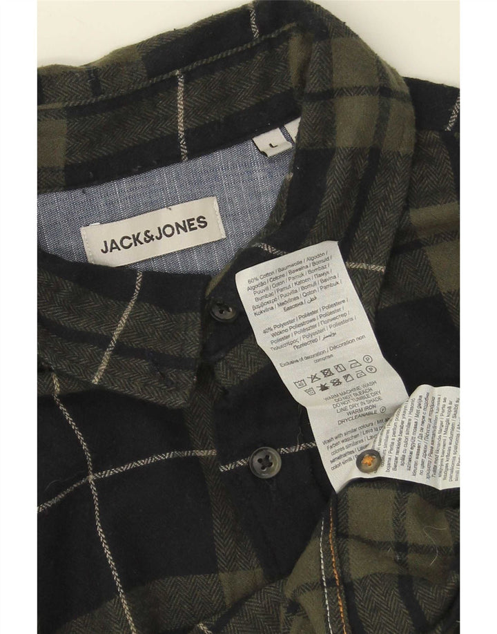 Мужская фланелевая рубашка Jack & Jones большого размера, хлопковая зеленая клетка