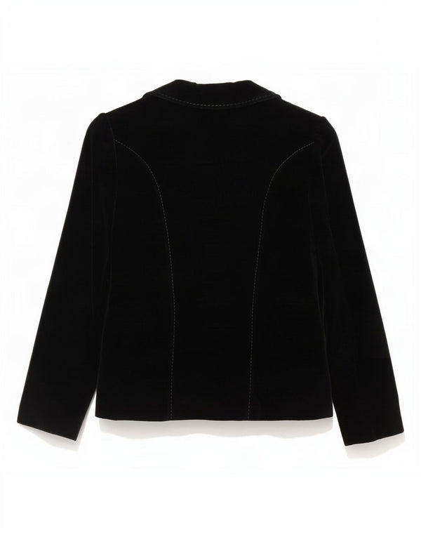 Vintage Womens 2 Button Velvet Blazer Jacket EU 40 Medium Black Cotton