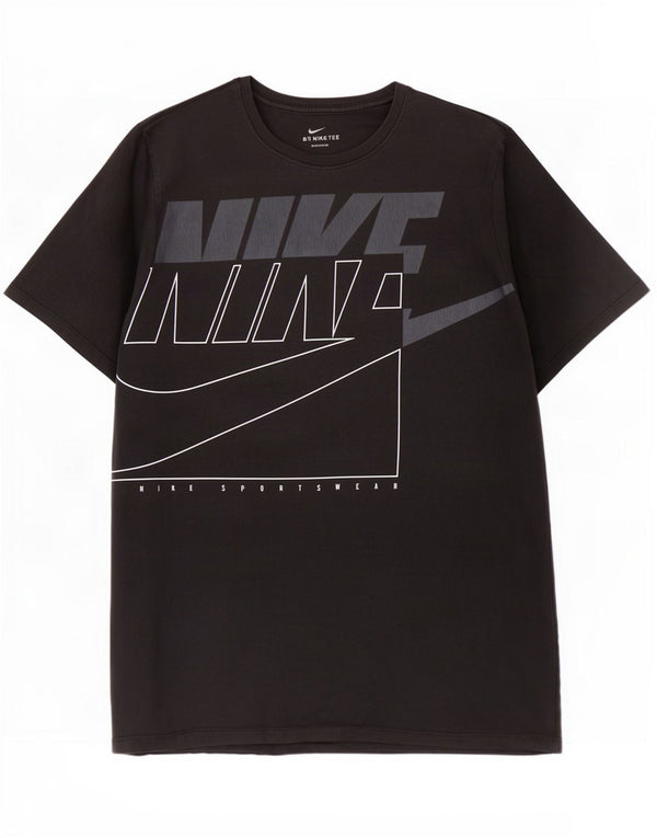 Мужская футболка спортивного кроя с графическим рисунком Nike, большой черный хлопковый топ