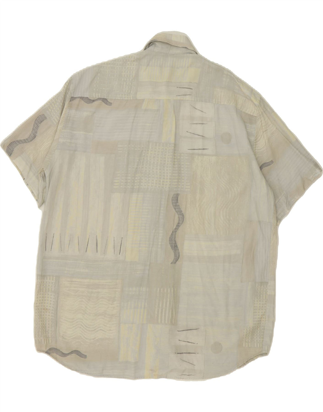 JUPITER Mens Short Sleeve Shirt Size 17 1/2 XL Off White Patchwork Viscose Vintage Jupiter and Second-Hand Jupiter from Messina Hembry 