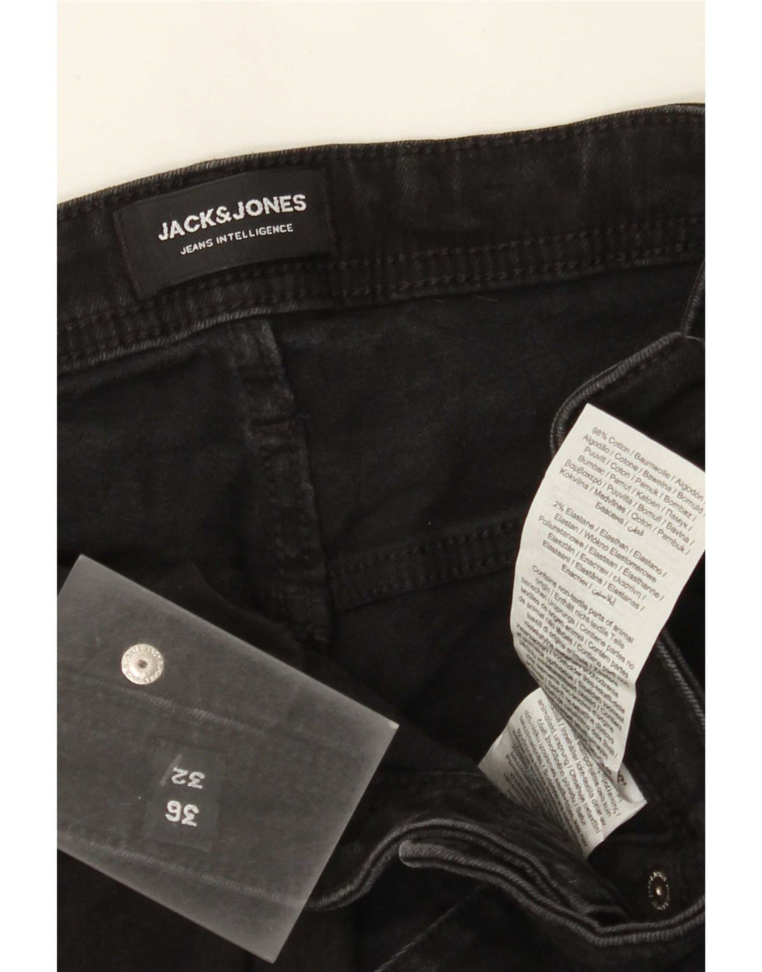 Мужские узкие джинсы Jack & Jones W36 L32, черный хлопок