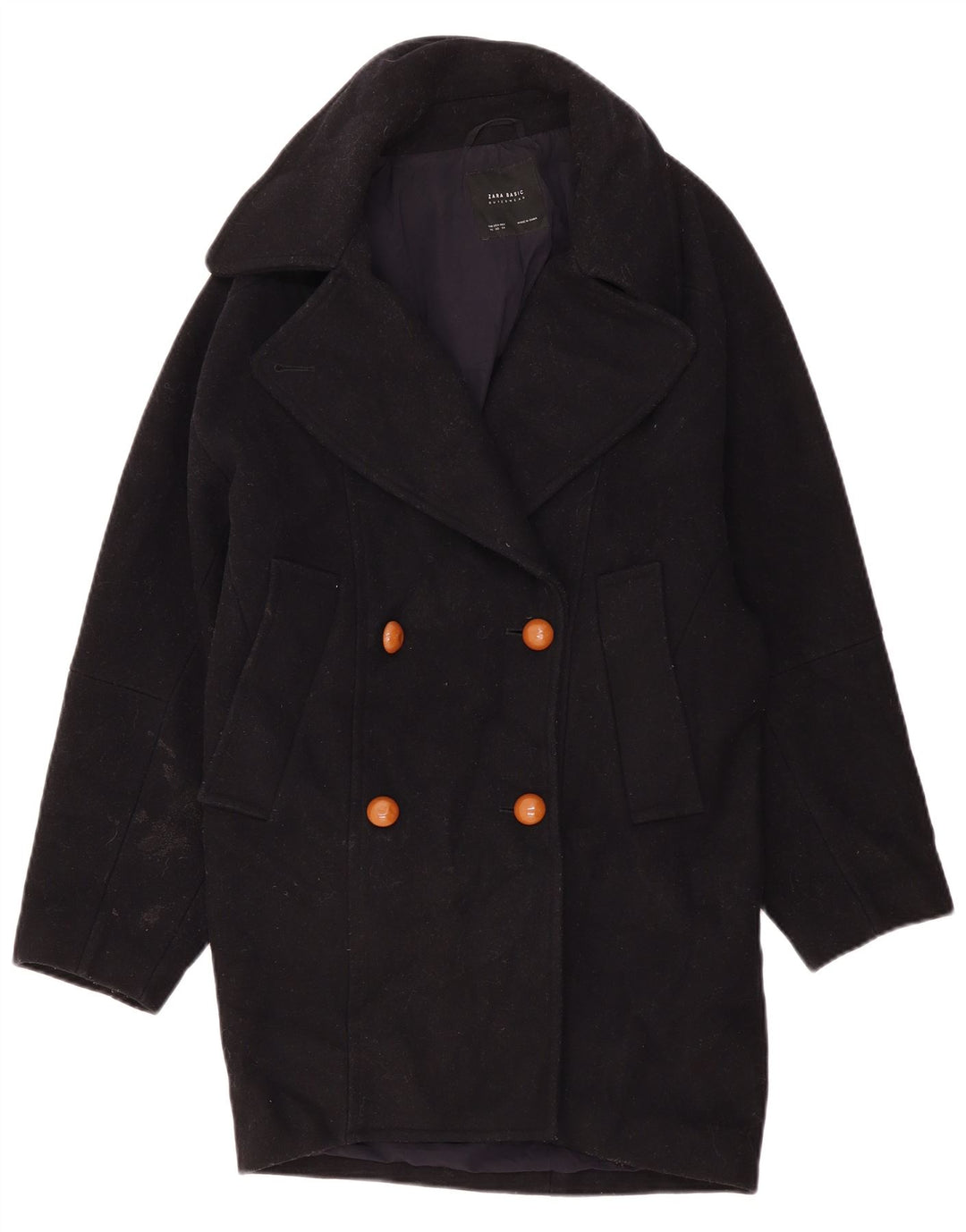 Женское двубортное пальто оверсайз Zara UK 6 XS, черное