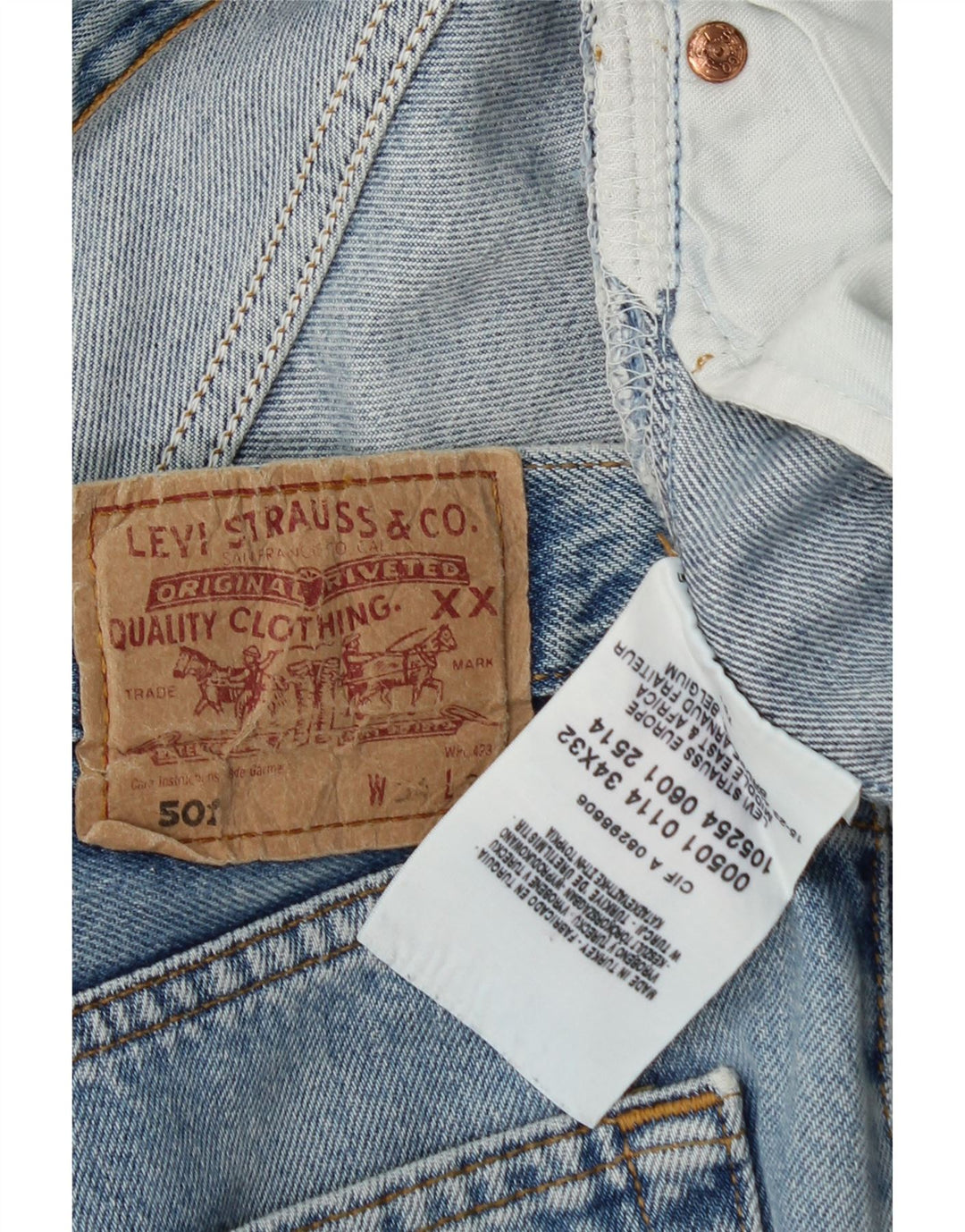 Мужские прямые джинсы Levi's 501 W34 L32 синие, хлопок
