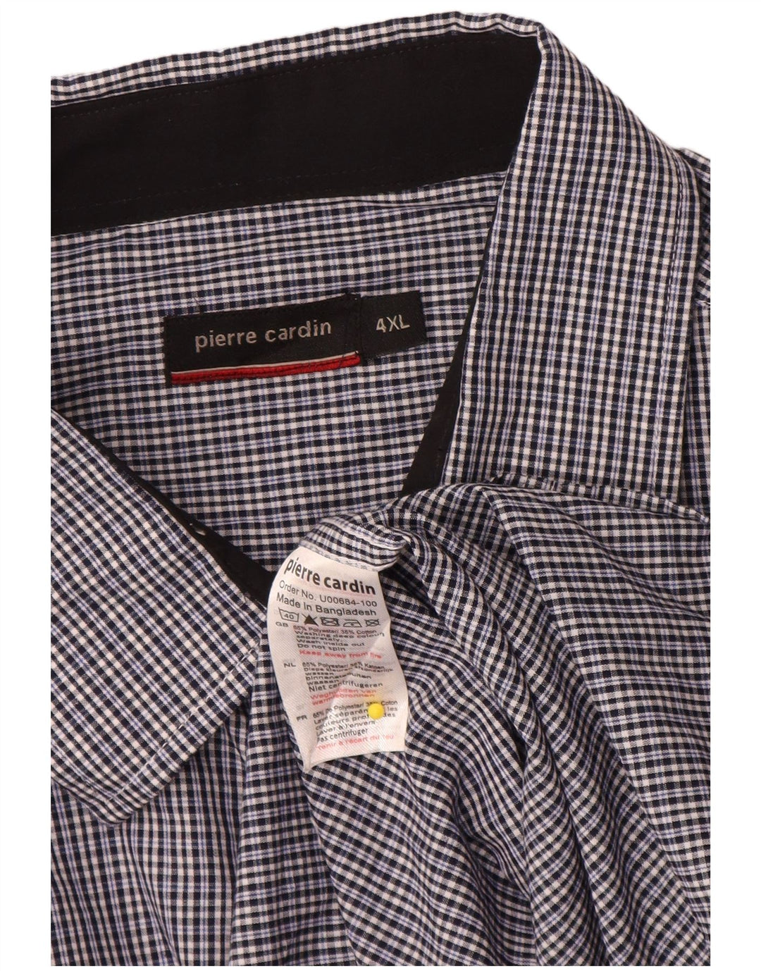 Мужская рубашка PIERRE CARDIN 4XL темно-синяя в мелкую клетку из полиэстера