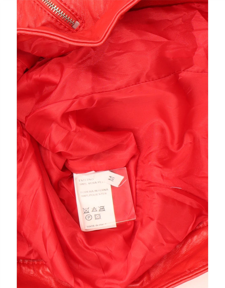 VINTAGE Womens Leather Jacket UK 12 Medium Red Leather Vintage Vintage and Second-Hand Vintage from Messina Hembry 