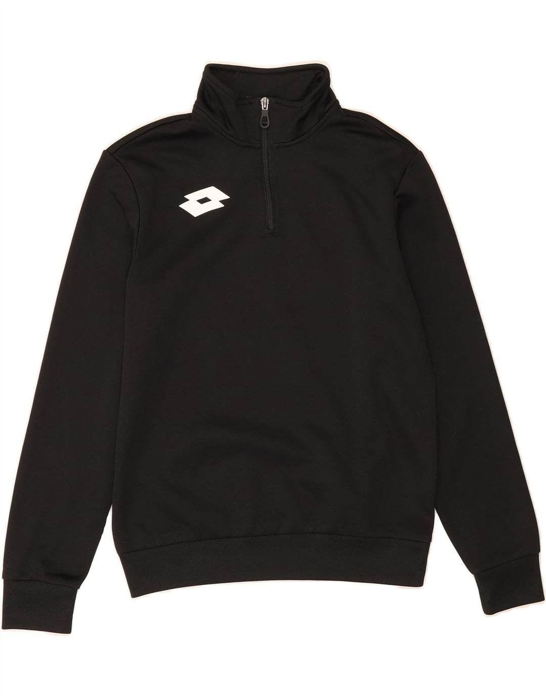 LOTTO Womens Zip Neck Sweatshirt Jumper UK 12 Medium Black Polyester Vintage Lotto and Second-Hand Lotto from Messina Hembry 