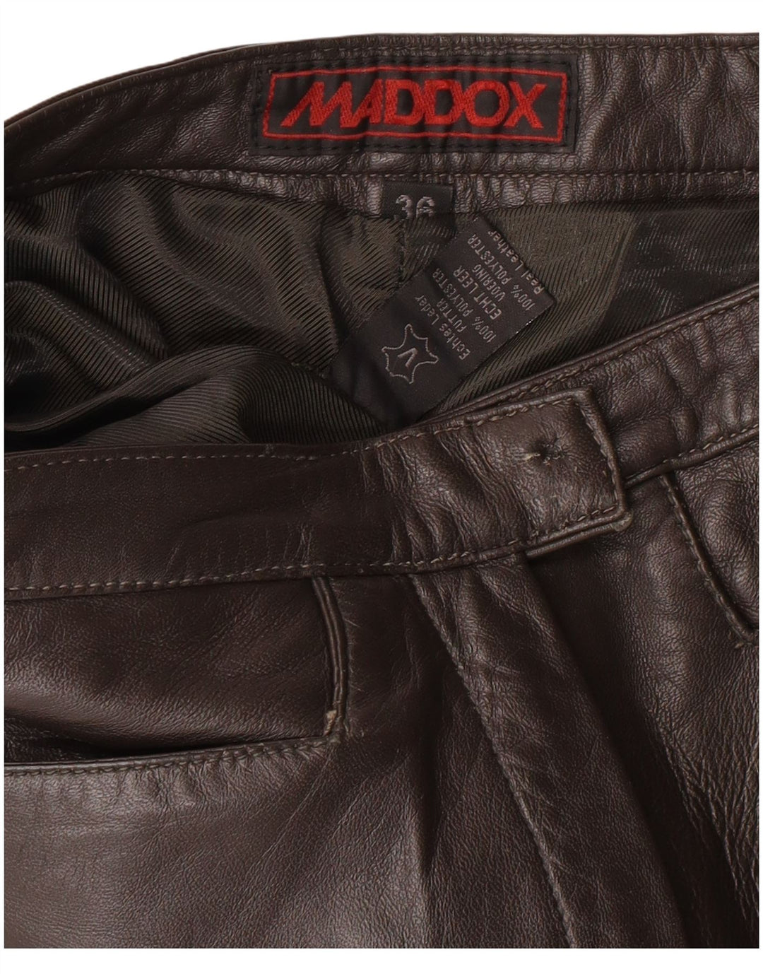 MADDOX Женские кожаные брюки EU 36 Small W26 L32 Коричневые кожаные