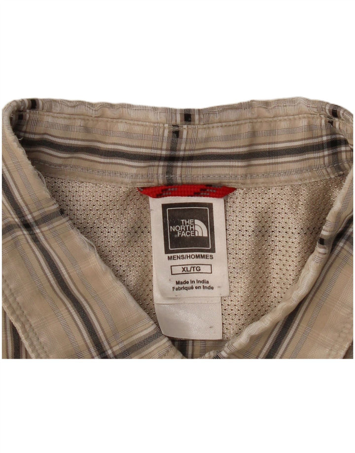 Мужская рубашка с коротким рукавом The North Face XL, полиэстер в бежевую клетку