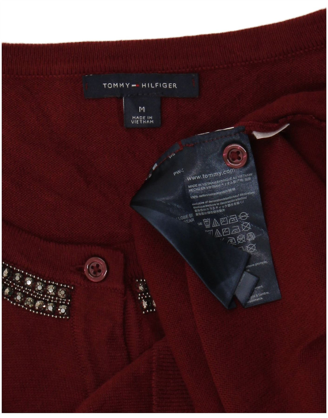 Женский кардиган Tommy Hilfiger UK 12, темно-бордовый хлопок, средний цвет