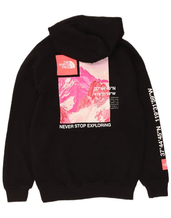 Женский джемпер с капюшоном с рисунком The North Face, размер UK 10, маленький, черный, хлопок