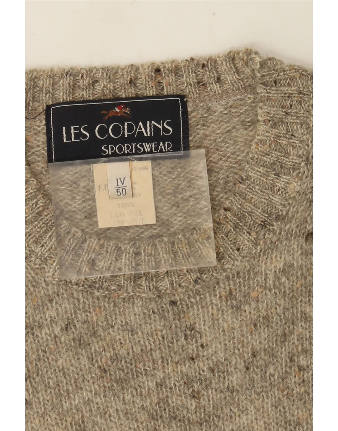 Мужской джемпер с круглым вырезом Les Copains IT 50, средний серый шерстяной с крапинками