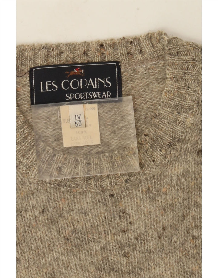 Мужской джемпер с круглым вырезом Les Copains IT 50, средний серый шерстяной с крапинками