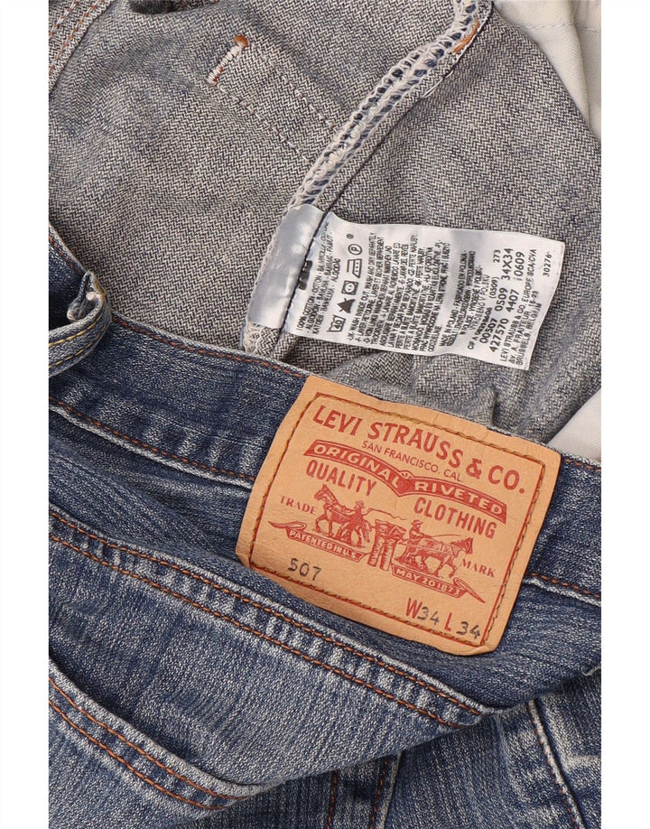 Мужские джинсовые шорты LEVI'S 507 W34, большие синие, хлопок