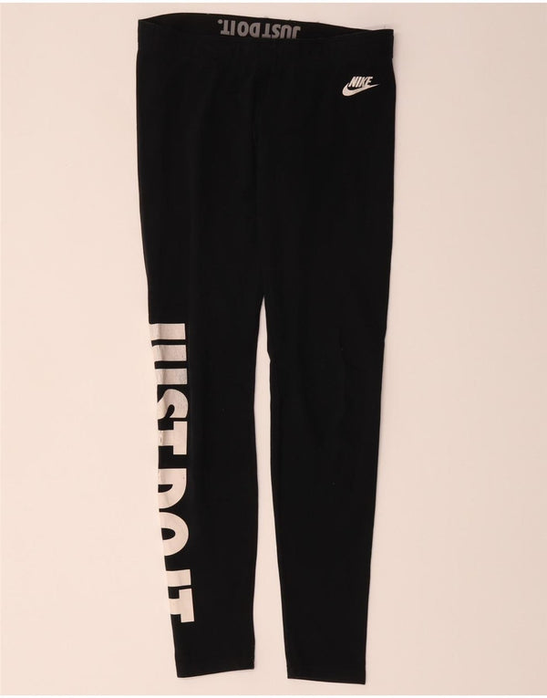 Женские леггинсы с рисунком Nike UK 12, хлопковые, средние, черные