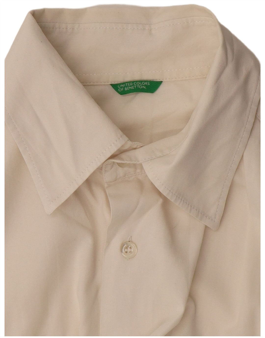 Мужская рубашка с коротким рукавом Benetton среднего размера, белая