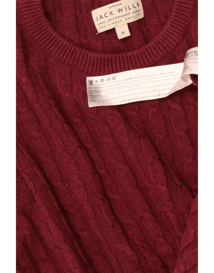 Мужской джемпер с круглым вырезом JACK WILLS, темно-бордовый хлопковый свитер среднего размера