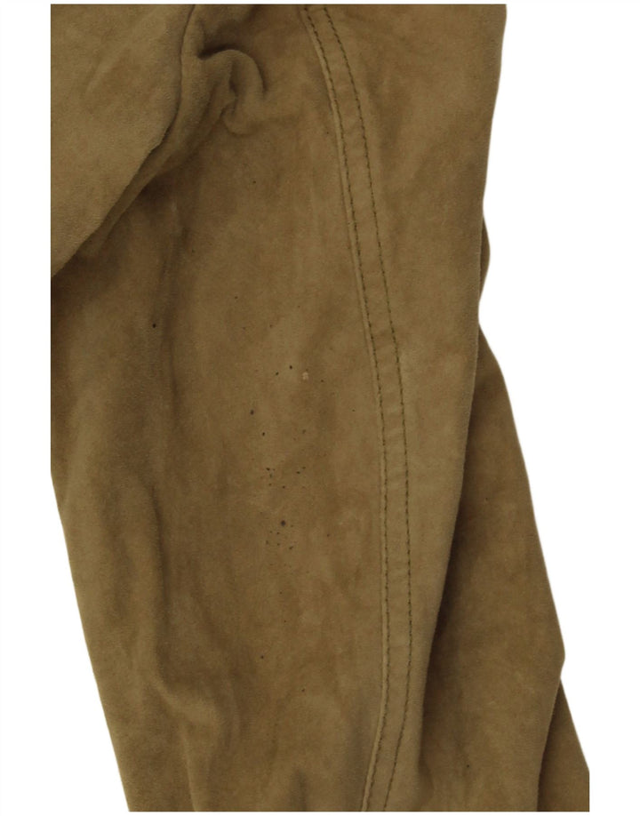 Женская укороченная замшевая куртка Aeronautica Militare IT 42, кожа цвета хаки среднего размера