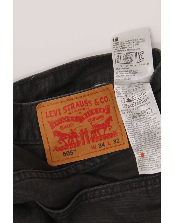 Мужские прямые джинсы Levi's 505 W34 L32 серые, хлопок
