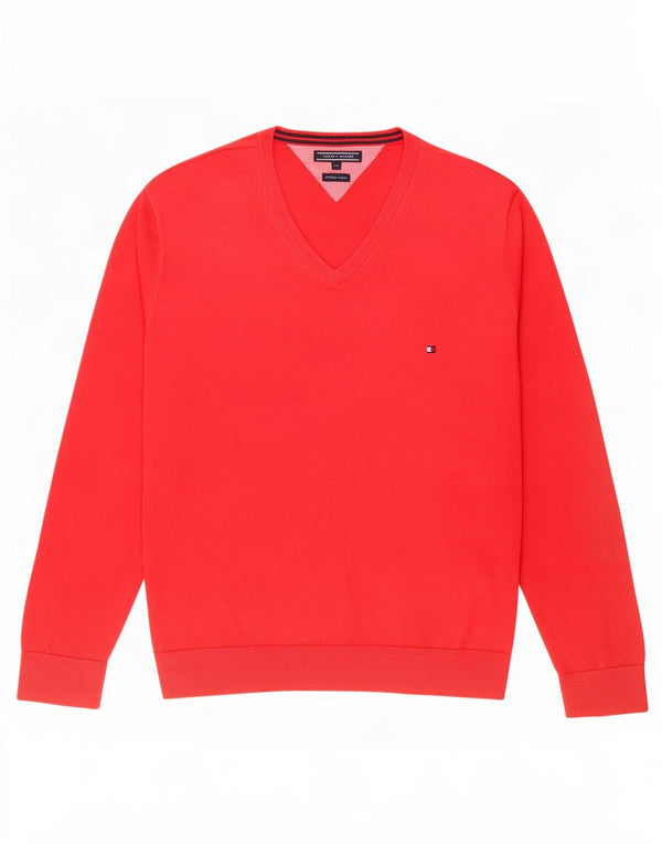 Женский джемпер с v-образным вырезом Tommy Hilfiger UK 20 2XL красный