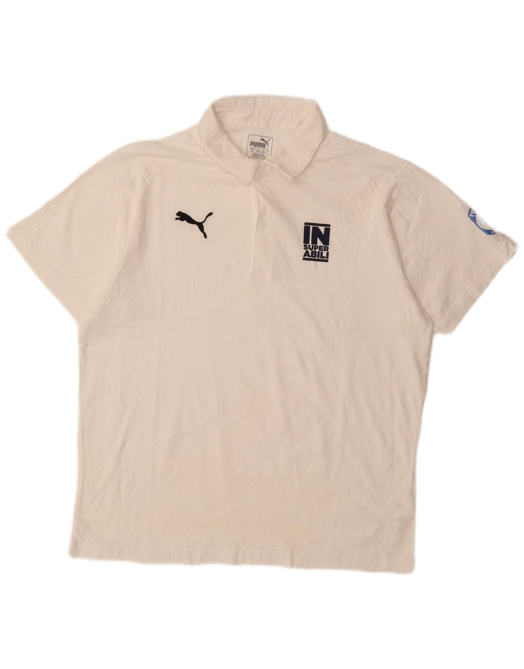 PUMA Mens Polo Shirt Large White Cotton