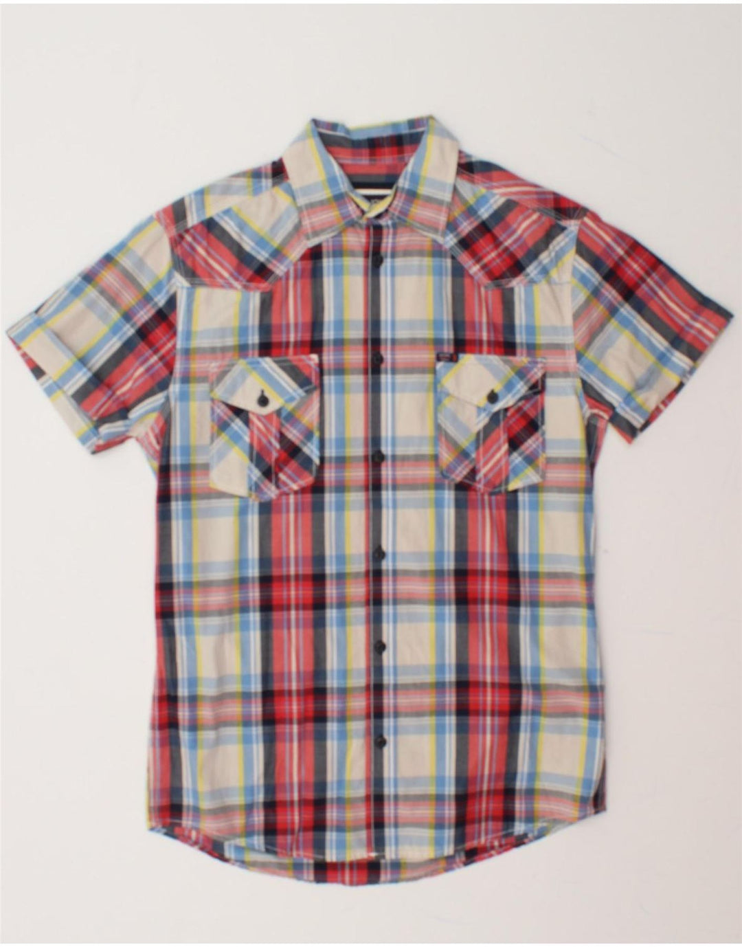 JACK & JONES Mens Short Sleeve Shirt Small Multicoloured Check Cotton Vintage Jack & Jones and Second-Hand Jack & Jones from Messina Hembry 