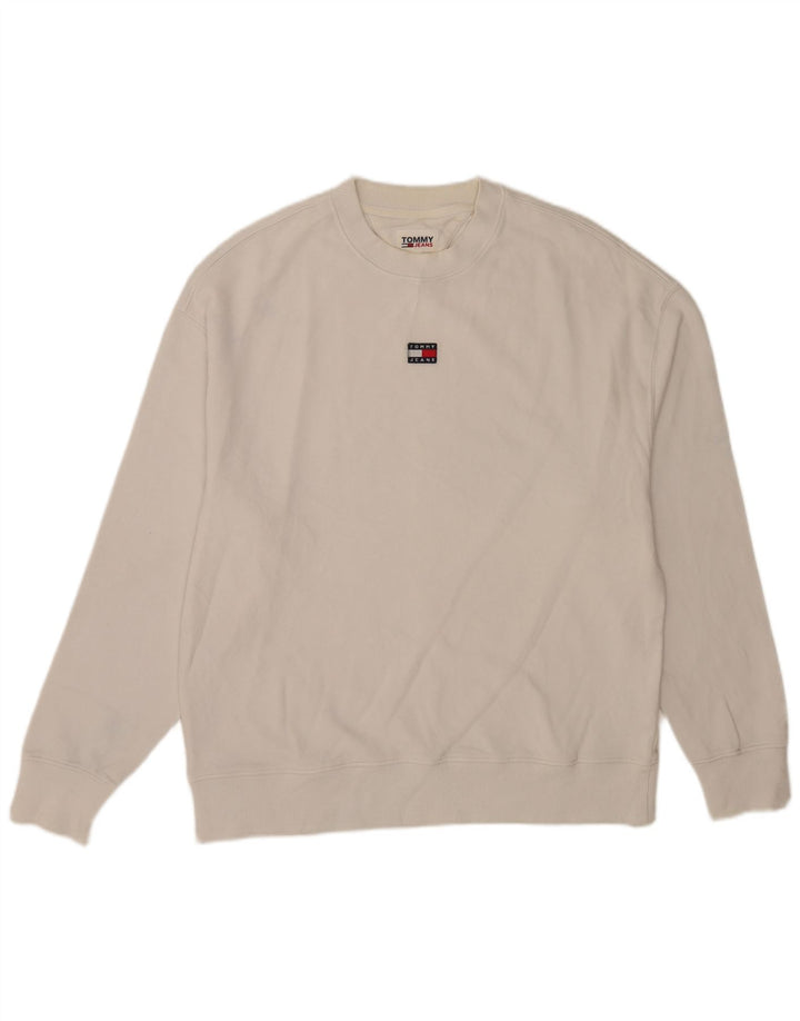 Мужской свитшот Tommy Hilfiger, хлопковый джемпер среднего размера белого цвета