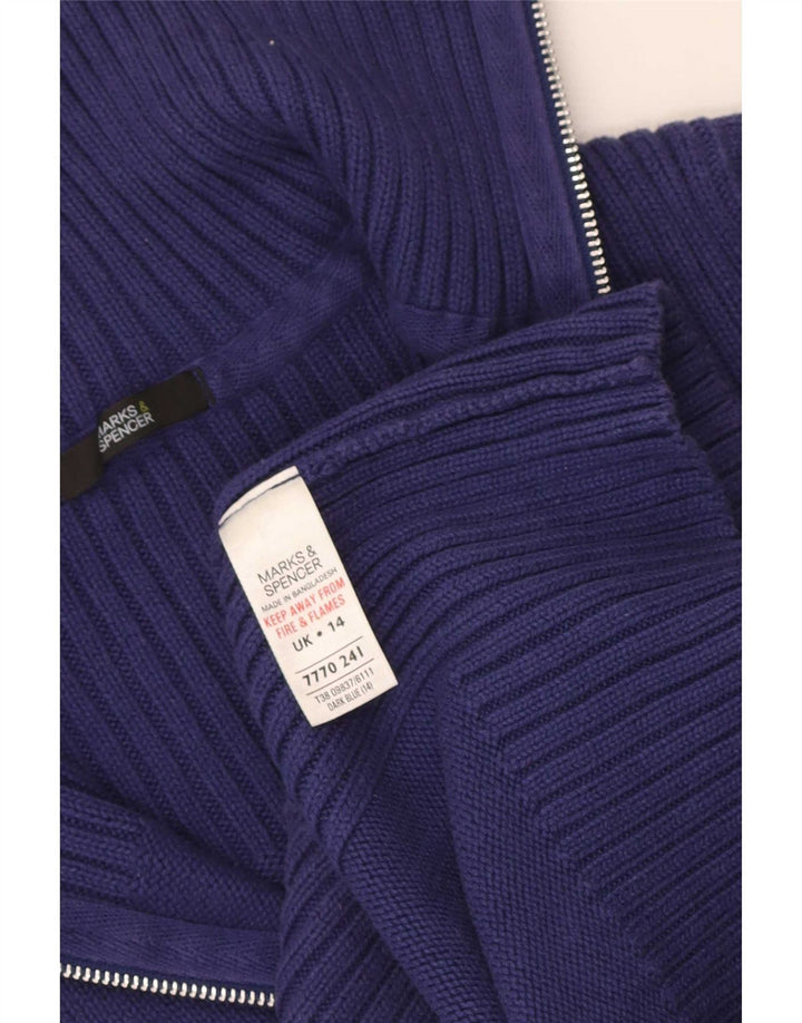 Женский кардиган Marks & Spencer, хлопковый свитер среднего синего цвета, Великобритания 14