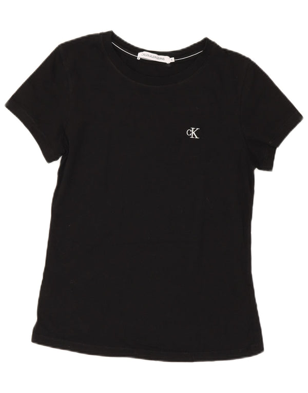 Женская укороченная футболка Calvin Klein Jeans Top UK 10, маленький черный хлопок