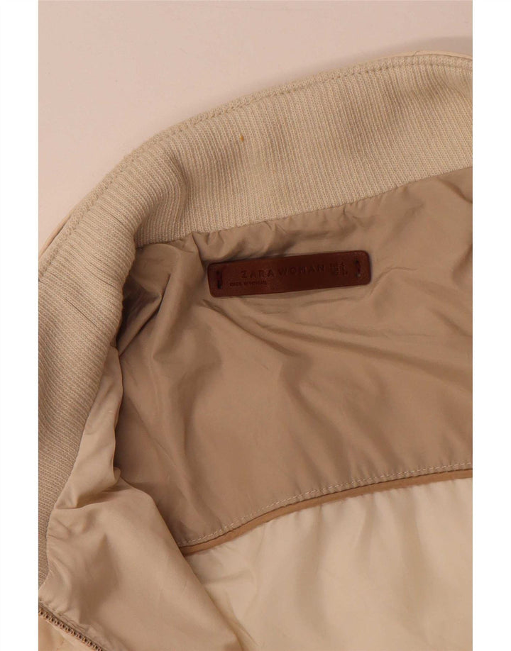 Женская стеганая куртка Zara UK 16, большой размер, бежевый полиэстер