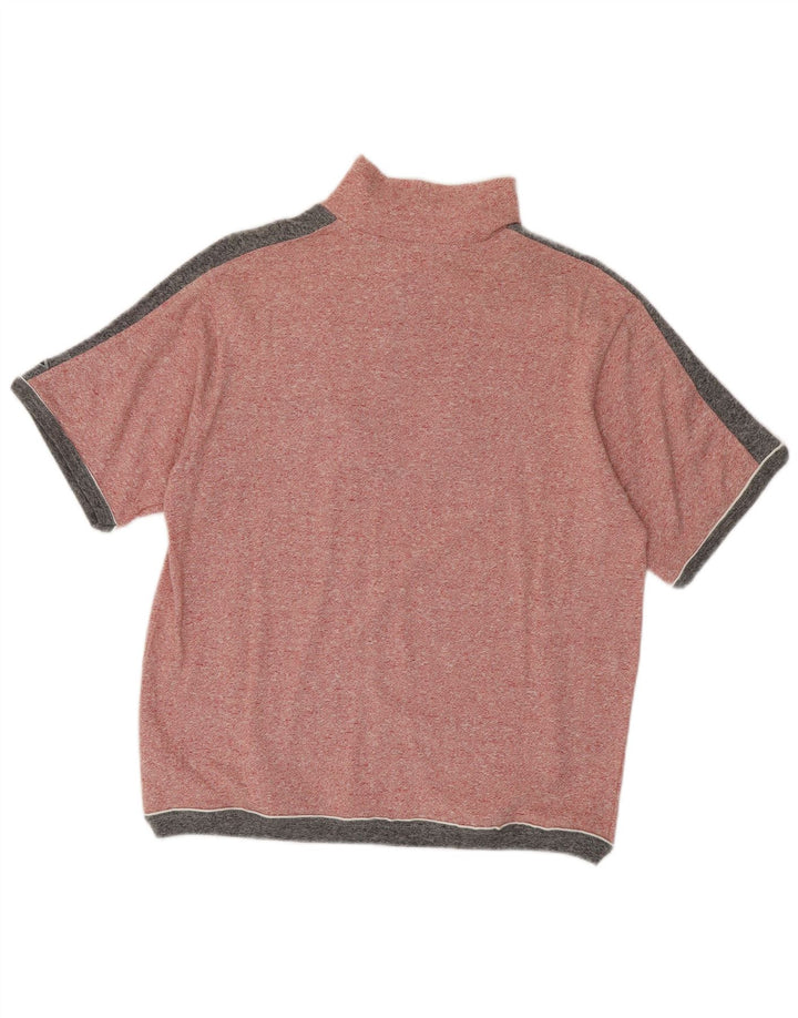 Мужской джемпер с короткими рукавами и воротником-молнией Asics, средний розовый с цветными блоками