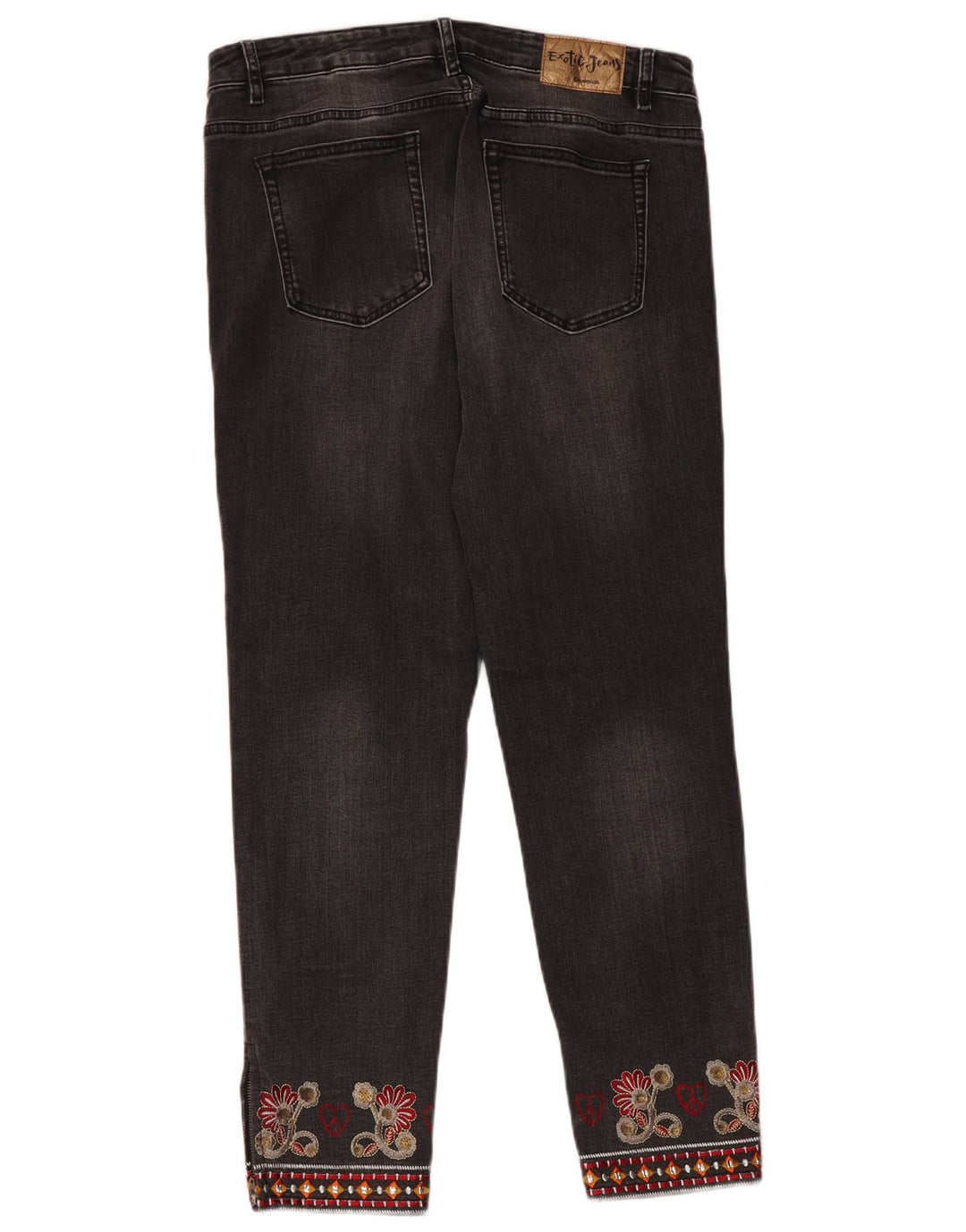 Женские прямые джинсы Desigual W32 L28 Серые с цветочным принтом