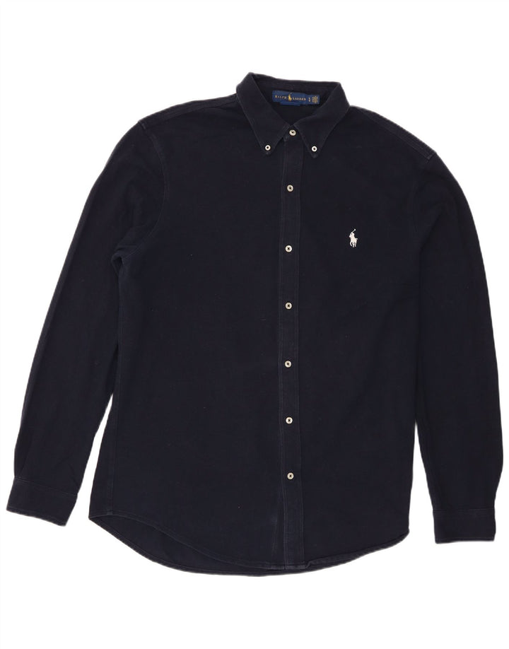 Мужская рубашка Ralph Lauren, темно-синяя, хлопковая, большая