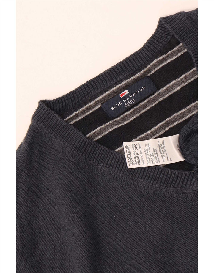 Мужской джемпер с v-образным вырезом Marks & Spencer Blue Harbour, большой темно-синий
